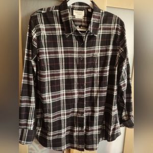 Original Weatherproof Ladies XL LS Flannel Button-Front Shirt. Black, Red, White